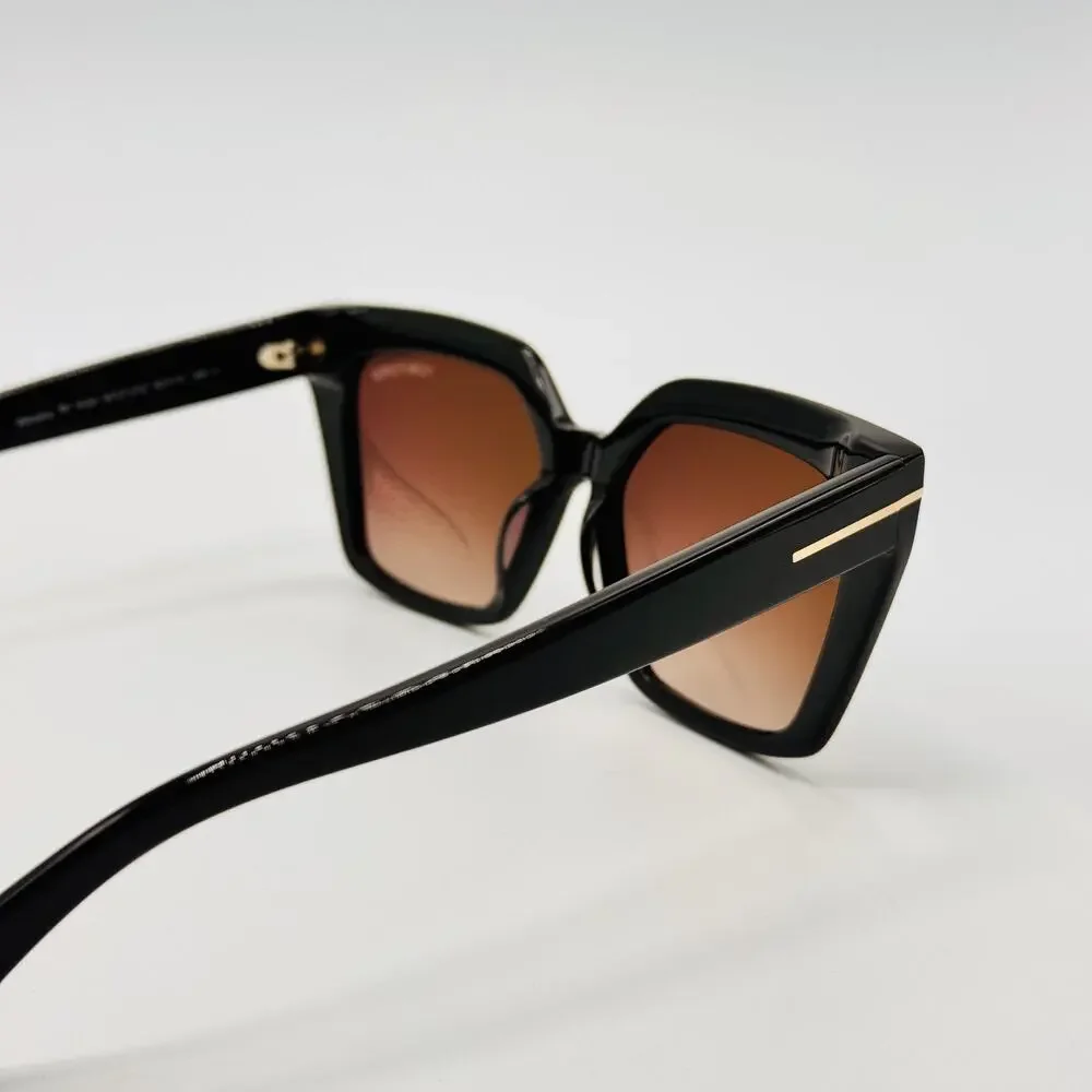 Tom Ford Sunglasses TF1030 01Z Winona Black Cat Eye Brown Gradient 53-15-140